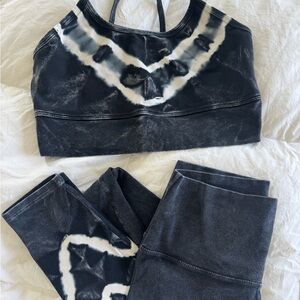Electric & Rose black & White Tie-Dye Sports Bra and Leggings Set